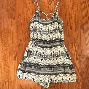 Tribal Print Black and White Romper